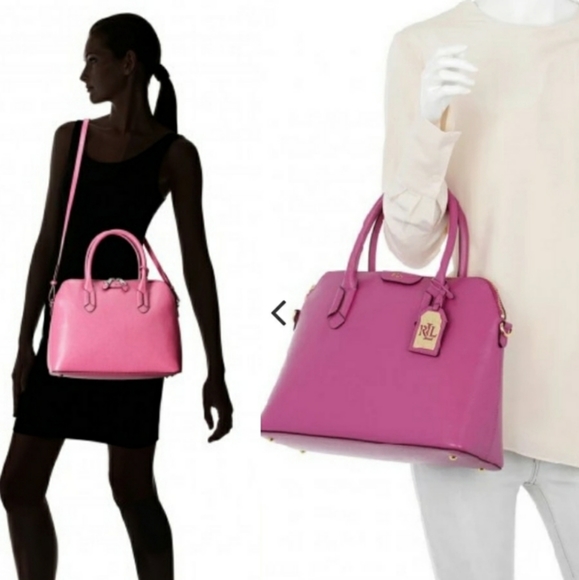 Ralph Lauren Handbags - Ralph Lauren pink leather dome satchel crossbody